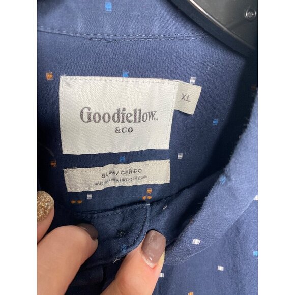 GOODFELLOW NORTHROP BLUE POPLIN BUTTON DOWN SHIRT SZ XL - Picture 3 of 3